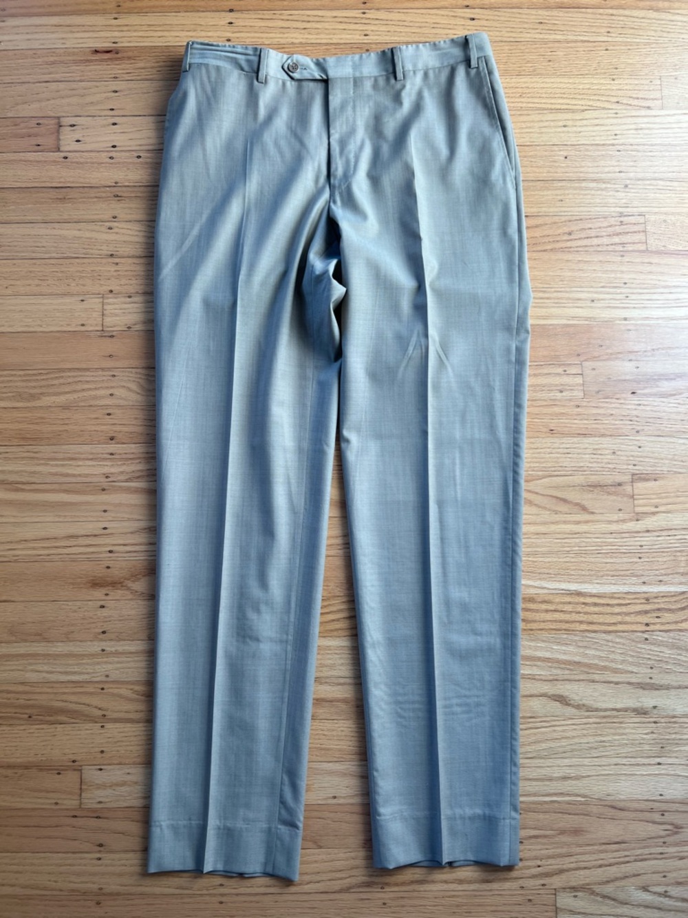 Canali Wool Dress Trousers Mens 34x33 Gray Flat Front Pants Italy